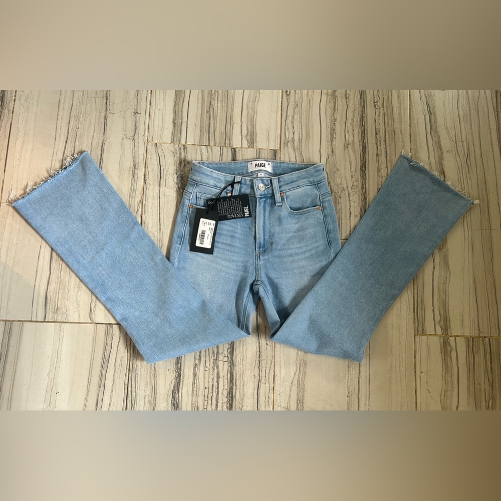NWT New PAIGE Colette High Rise Light Blue Cropped Flare Stretch Jeans - Picture 16 of 16